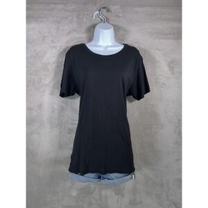 JOHN ELLIOT Shirt Womens Size 2 Black Crew Neck Short Sleeve Minimalist